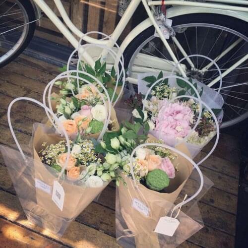 T Shaped Plastic Gift Bags Transparent PP Flower Boxs Basket Packaging Waterproof Flower Box Flower Folding Transparent Handbag