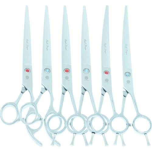 Purple Dragon 8.0" Professional Pets Cutting Scissors Japan 440C Dog Grooming Shears Animal Straight Curved Hair Clippers B0061B