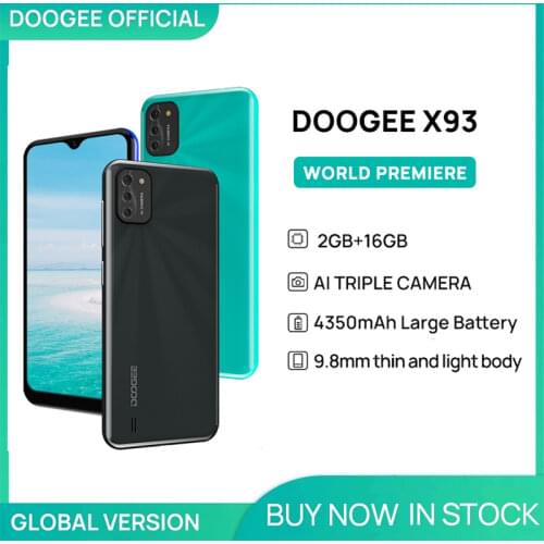DOOGEE X93 Mobile Phone 9.8mm Thin and Light Body Android 10 AI Triple Camera 8MP 6.1" Waterdrop Screen 4350mAh Smartphone
