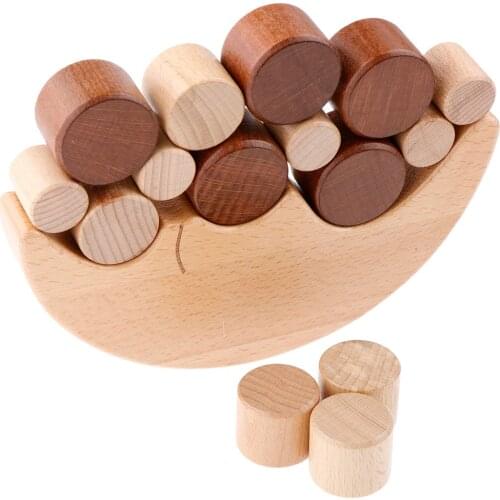 Wooden Moon Balance Building Blocks Montessori Toy for Toddlers Kids Early Learning Interactive Game