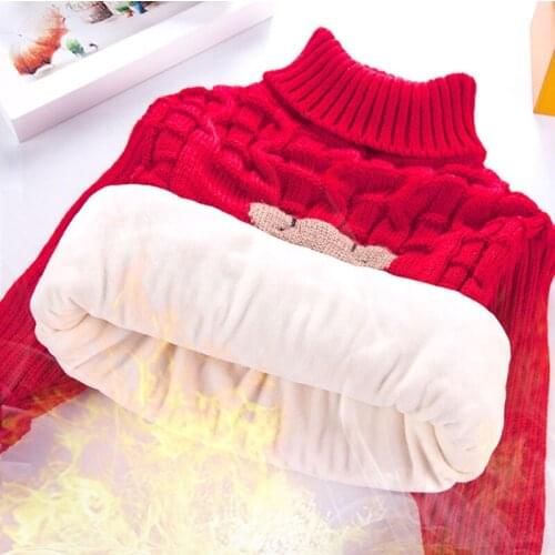 2019 Baby Girls Sweater Winter Thicken Long Sleeve Sweaters Turtleneck Pullover Childrens Knitwear Boys Sweaters Cottons Clothe