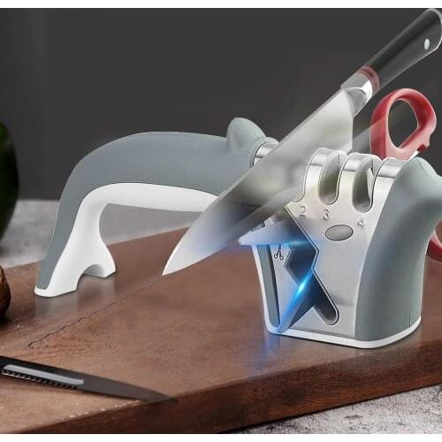 Knife sharpener Whetstone 4 in 1 Diamond Coated&Fine Rod Knife Shears dolphin handle