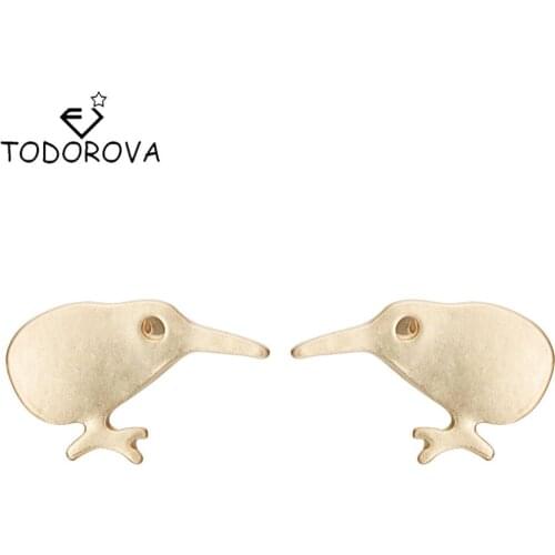 Todorova Popular New Cute Bird Kiwi Stud Earrings Ear For Women Animal Jewelry Christmas Earrings Pendientes Brincos