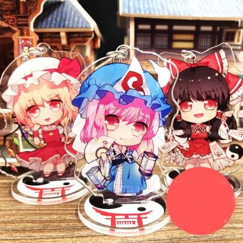 Touhou Project Hakurei Reimu Cartoon Anime Printed Acrylic Stand Figure Pendant Keychain Cosplay Prop Decor Boy Girl Keyring 1pc