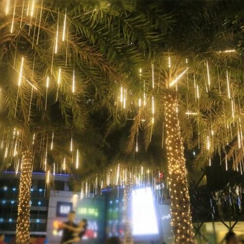 Upgraded 50cm 8 Tubes Meteor Shower Rain Falling Rain Drop Christmas Lights, Waterproof Cascading Lamp for Holiday Party