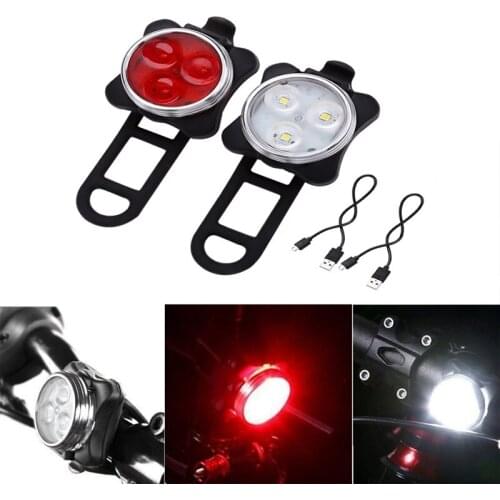 Bicycle Headlight Tail Light USB Rechargeable Cycling Bike Light Outdoor Cycling Safety Warning LED Mountain Bike Front Light