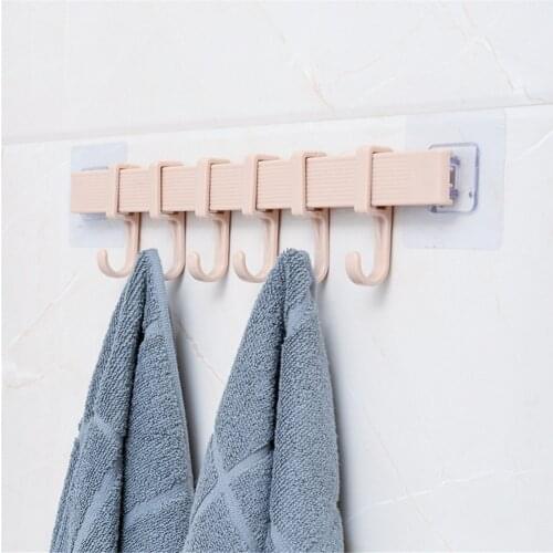 6 Hooks Towel Rack Suction Cup Kitchen Wall Door Holder Sucker Punch-free Hanger For Kitchen And Bathroom