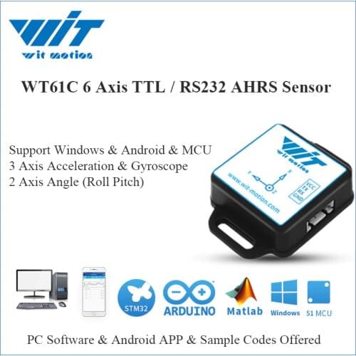 WitMotion WT61C IMU 6 Axis Sensor Tilt Angle (Roll Pitch) + Acceleration + Gyroscope MPU6050 Inclinometer For PC/Android/MCU
