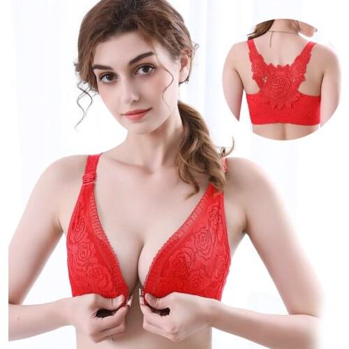 Top female Front button big size bra Gather push up bra plus size women 48D 110D
