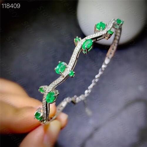 New Natural Emerald Bracelet 925 Silver Ladies Bracelet Luxury Elegant Fashion Trend