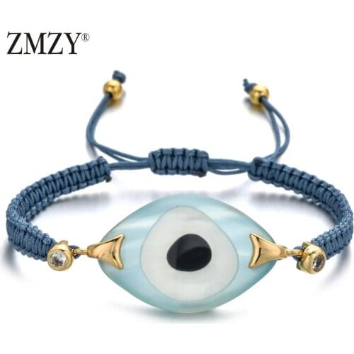 ZMZY Luxury New Fashion Women Boho Ethnic Turkey Evil Eye Bracelet Handmade Cord Glass Crystal Beads Friendship Bracelets Gift