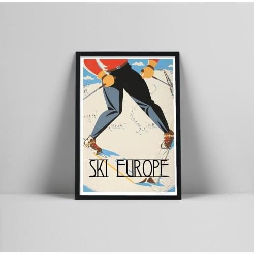 Winter Sports Ski in Alps Europe Canvas Painting Vintage Posters Wall Art Prints Pictures for Kids Room Home Decoration Gift