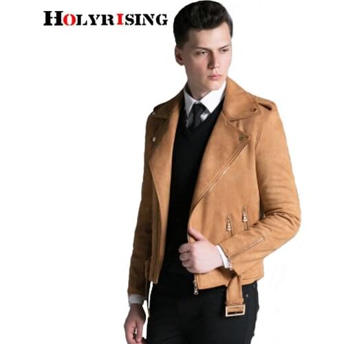 Winter Jacket Men Turn Collar Bomber Jacket Male Motorcycle Coat Slim fake suede Coat Men clothing #Holyrising #18113
