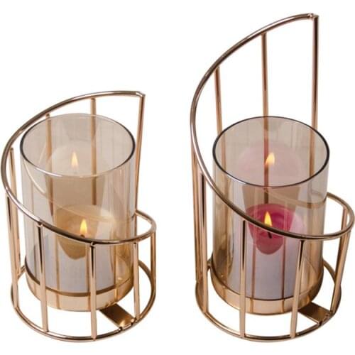 NCandle Holder Gold European Geometric Candlesticks Lantern Wedding Centerpieces Table For Home Table Party Decoration