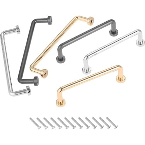 1pc Slender Handle Zinc Alloy Pull w/screws Gold/Bright Chrome/Pearl Gray Knob 96mm/128mm Hole Modern European Kitchen Bathroom