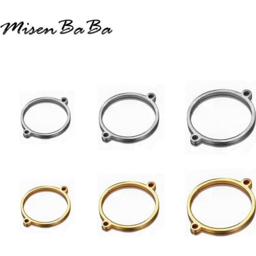 10PCs/lot Stainless Steel Round Circle Charms Pendant Hollow Double Hole Charm Fit DIy Bracelet Jewelry Making