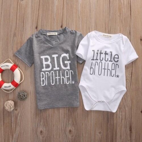 2-7Years New Summer Boy Short Sleeve Clothes Little Brother Baby Top Romper and Big Brother T-shirt Baby Clothing T-Shirts