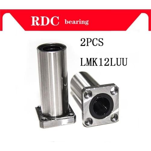 2 pcs LMK12LUU 12mm High quality long type flange bearing linear bush 3d priter XYZ CNC parts LMK12L for 12mm linear guide rail