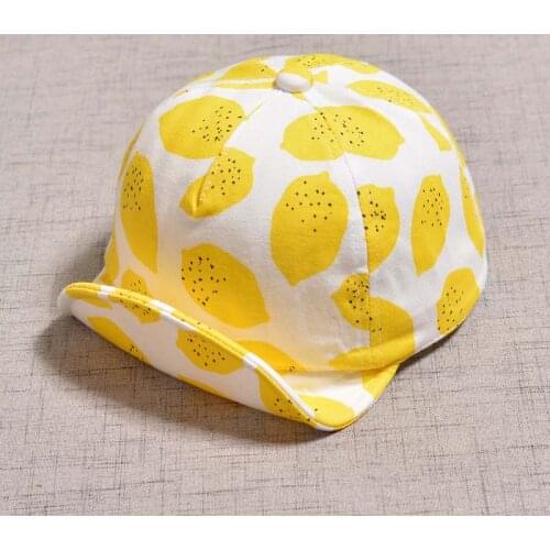 2021 New Lemon Embroideried Baby Girl Soft Cotton Baby Boys Girls Hat Spring Summer Kids Toddler Infant Children Outdoor Sun Cap