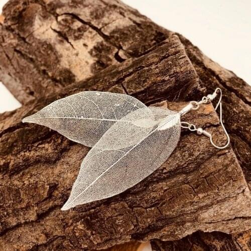 2021 Wholesale Fashion Bohemian Long Earrings Unique Natural Leaf Big Earrings for Women Fine Jewelry Gift Pendientes