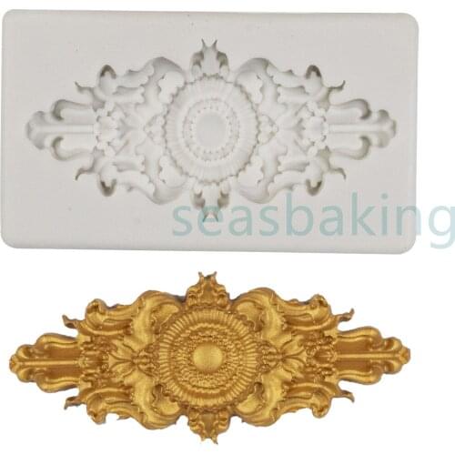 3D Craft Baroque Scroll Relief Flower Lace Silicone Mold Cake Decorating Tools Fondant Chocolate Mold Cupcake Frame Baking Tool