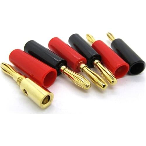 4 pcs 4mm HIFI banana plug connectors audio plug gold plated pure copper horn cannectors