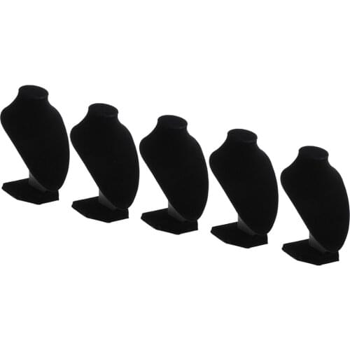 5Pcs Black Velvet Necklace Bust Display Stands Jewelry Figure