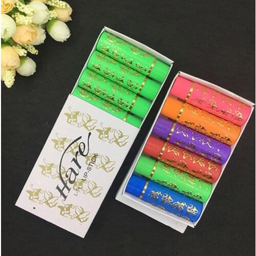 6PC/lot pop fashion style color lipstick colorLong Lasting Lip Liner tube butterfly change color color lipstick