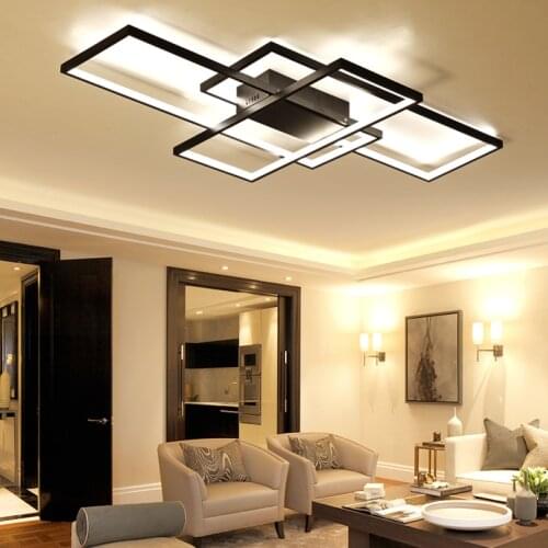 ABNT Rectangle Aluminum Modern Led ceiling lights for living room bedroom AC85-265V White/Black Ceiling Lamp Fixtures
