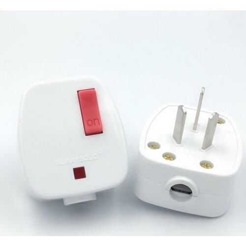 AU Australian 3 Pins AC Electrical Power Male Plug With Switch Wire Rewireable Socket Outlet Adaptor Extension Cord Connector