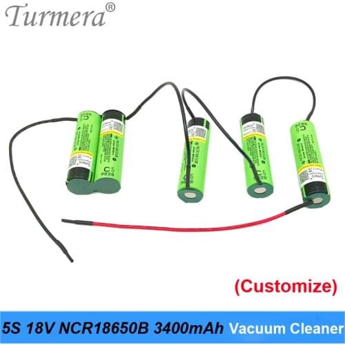 Turmera battery 5s 18v 21v ncr18650b 18650 3400mah battery for 18v 21v vacuum cleaner screwdriver battery customized welding