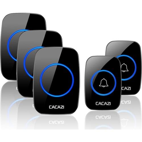 CACAZI Smart Waterproof Wireless Doorbell LED Light Touch Button Home Security 60 Chimes Door Call Bell US EU UK Plug 300M Range