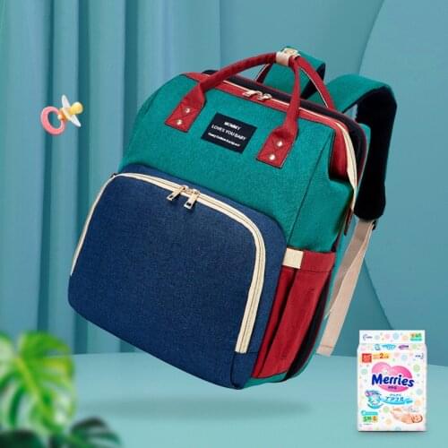 Baby Removable Folding Bed Backpack Sunshade Mummy Bag USB Charging Maternity Nappy Bag Multi Use Large Capacity Bag