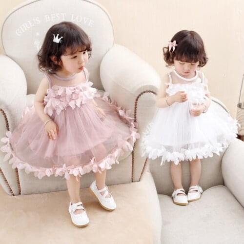 Childrens Dress 2018 Summer New Christmas Dress Cute Sweet Lace Vest Dress Embroidered Mesh Princess Petal Lace Dress