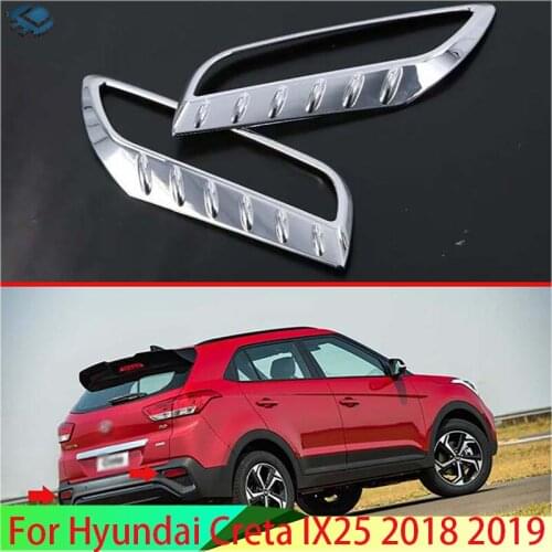 For Hyundai Creta IX25 2018 Car Styling ABS Chrome Rear Reflector Fog Light Lamp Cover Trim Bezel Frame Styling Garnish