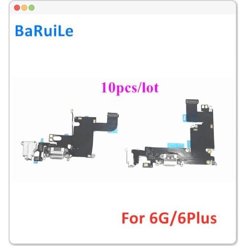 BaRuiLe 10pcs Charging Port Flex Cable for iPhone 6 6G Plus 4.7'' USB Dock Connector Charger Headphone Audio Jack Repair Parts