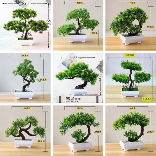 39Styles Green Pink Artificial Guest Greeting Welcome Pine Tree Potted Bonsai Home Garden Bedroom Wedding Decoration Fake Plants