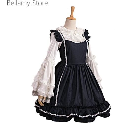 Classic Daily Dark Black Revelation Gothic Lolita Maid Dress