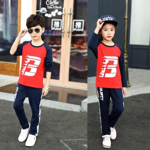 Boys Girls Clothing Set Childrens Spring Autumn Cotton Student Leisure Clothes 2Pcs Long Sleeve Clothes For 4 5 6 8 10 12 Years