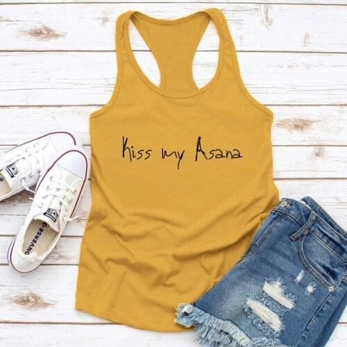 Vest Kiss My Asana Tank Casual Sleeveless Ladies Gym Workout Tops Women Raceback Running Black Shirt