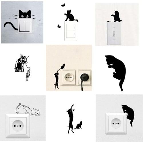 Cute Cat Wall Switch Sticker Home Decor Decal Home Decoration Sticker Wall Sticker Decal