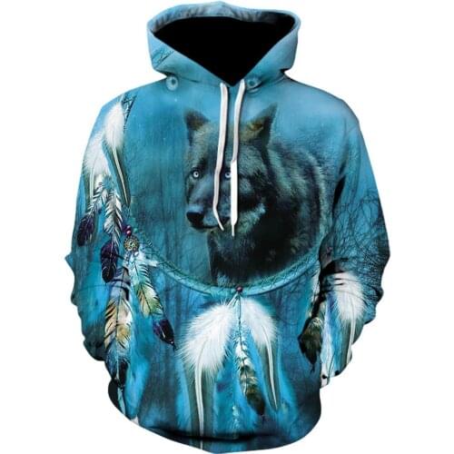 2021 3D Print Wolf Men Hat Jacket Spring and Autumn Jacket Boys and Girls Hat Sweatshirt Long Sleeve Jacket