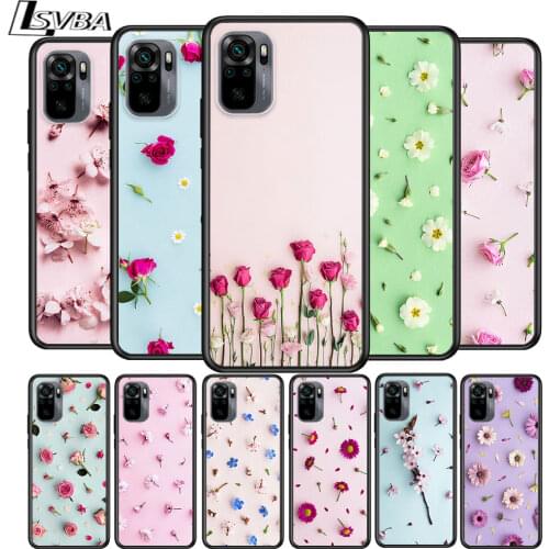 Rose Floral Flower for Xiaomi Redmi Note 10 10S 9 9T 9S 9Pro Max 8T 8Pro 8 7 6 5 Pro 5A 4X 4 Soft Black Phone Case