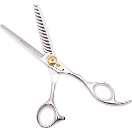 Thinning Scissors with Reserved Teeth 6.0" Japan 440C Hair Cutting Scissors Silver Right Hand Barber Hairdressing Scissors 1115