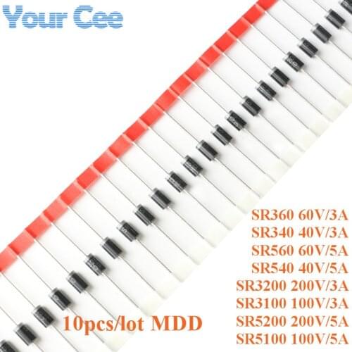 10pcs Schottky Rectifier Diode SR5200 SR5100 SR560 SR540 SR3200 SR3100 SR3100 SR340 DO-201AD Rectifier Original MDD