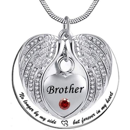 Unisex No Longer by My Side But Forever in My Heart Brother Cremation Ashes Urn Pendant Stainless Steel waterproof Necklace