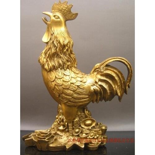 Poly Xiangge lucky light copper copper gold ornaments Fu Chicken Rooster Rooster defends the town house Feng Shuiroom Art