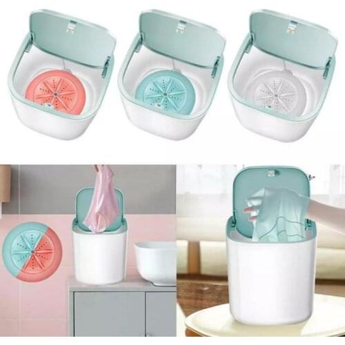 1Pcs Portable Mini Ultrasonic Washing Machine Desktop Rotating Rotating Ultrasonic Turbine Laundry Household Accessories 3.8L