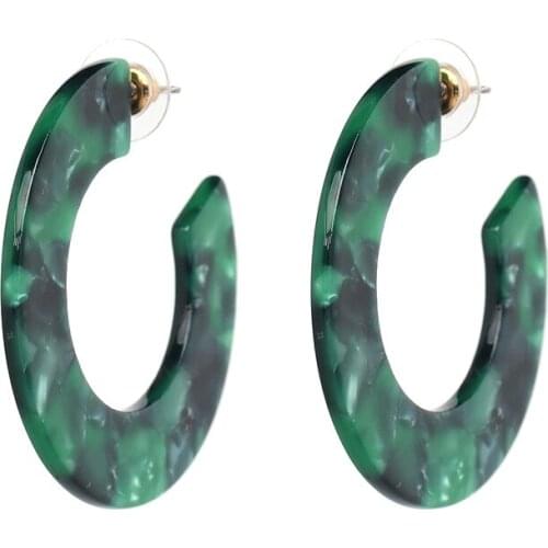 Dessa Resin Hoop Earrings Light Weight Tortoise Shell Geometric Unique Jewelry