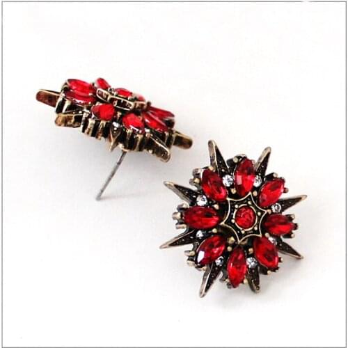 Shiny Crystal Zircons Earrings Bling Star Shape Earring Colourful Gems Sunflower Earstuds 7 Colors